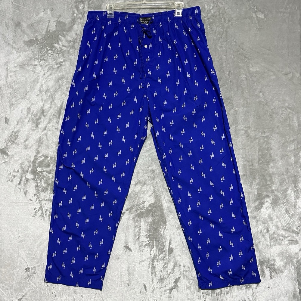 Polo Ralph Lauren Mens Sleepwear Pajama Pants All Over Novelty Print Sz XL Blue